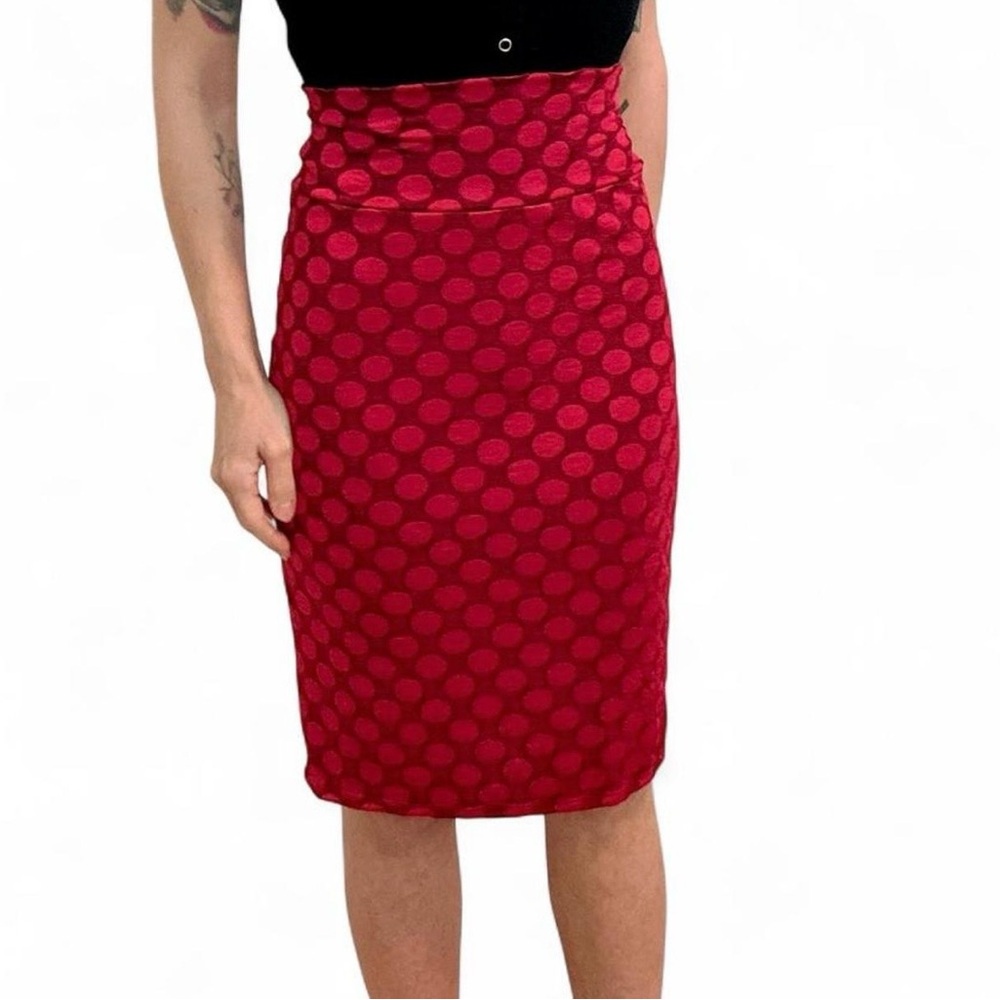 LuLaRoe Red Polka Dot High waisted Pencil Skirt Size Small